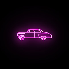 Fototapeta na wymiar Car of the sixties neon icon. Simple thin line, outline vector of generation icons for ui and ux, website or mobile application