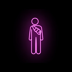 Man with sack neon icon. Simple thin line, outline vector of male bag and luggage icons for ui and ux, website or mobile application