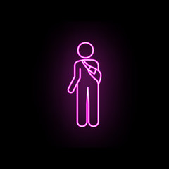 Man with bucket neon icon. Simple thin line, outline vector of male bag and luggage icons for ui and ux, website or mobile application