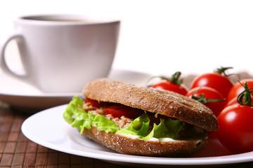 fresh sanswich with tuna and vegetables