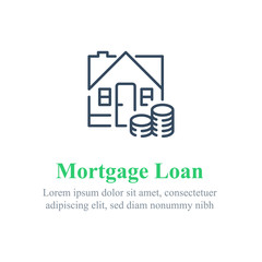 Mortgage loan payment concept, buy or sell house, household income - 332686165