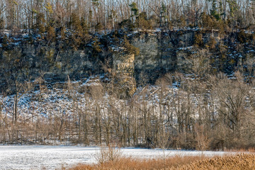 Ancient Bluffs of the 450 million year old Niagara Escarpment, as visible outside of De Pere, near...