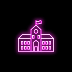 School building neon icon. Simple thin line, outline vector of school icons for ui and ux, website or mobile application