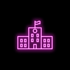 School building neon icon. Simple thin line, outline vector of school icons for ui and ux, website or mobile application