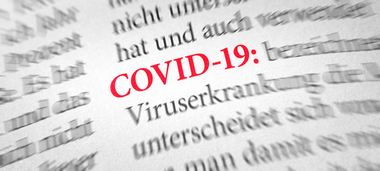 Wörterbuch mit dem Begriff COVID-19