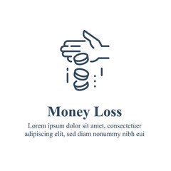Money loss, sunken cost concept, financial debt, expenses growth, economy crisis, home budget management - 332687371