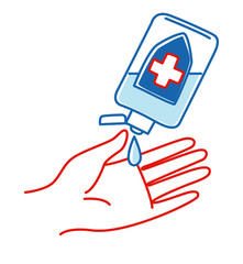 Sanitizer to disinfect hands and reduce risk infection viruses bacteria.