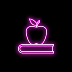 Book and apple neon icon. Simple thin line, outline vector of school icons for ui and ux, website or mobile application
