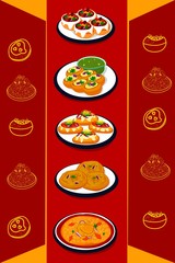 Indian Chaat Pani puri,Dahi Puri,Papri Chaat,Aloo Tikki,Ragda pattice © Best Vector