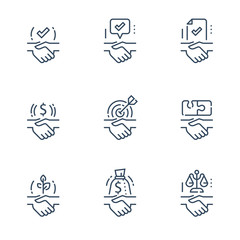 Partnership or mutual trust, handshake concept, negotiation compromise, conflict management, problem solving