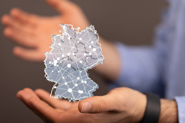 germany map digital in hand 3d