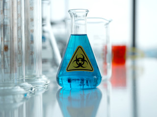 Chemical or medicine or vaccine or test tube with blood sample for COVID-19 test in medical...