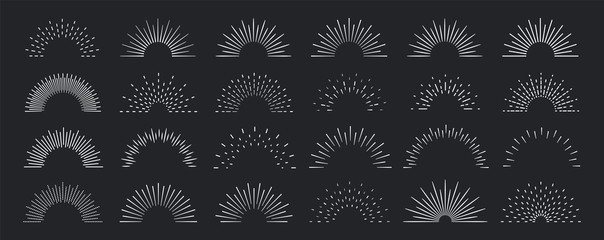 Sunburst set. Big collection sunburst best quality. Star, firework explosion, logo, emblem, tag. Web banner. Vector Illustration.