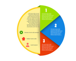 Circle Vector Infographic Template with three steps and color icons and with place for your text
