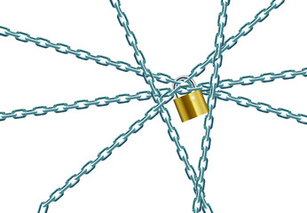 Chain locked with padlock isolated on white background illustration vector