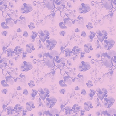 Fototapeta na wymiar Seamless lilac orchid pattern, watercolor