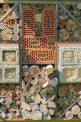 View of an insect hotel ready to receive its guests