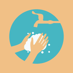 Icon with hands. Wash hands and keep personal hygiene to be protected from coronavirus or diseases.