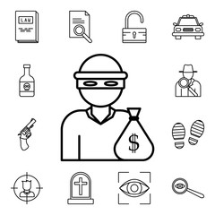 Robber icon. Detailed set of crime investigation icons. Premium quality graphic design. One of the collection icons for websites, web design, mobile app