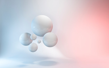 Minimal futuristic, 3d spheres , pastel color lights, background

