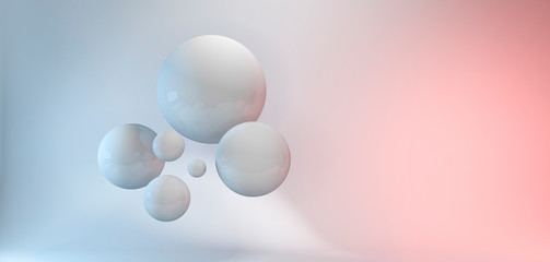 Minimal futuristic, 3d spheres , pastel color lights, background
