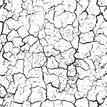 Texture cracks black, white background. Effect shards, concrete, stone, asphalt. Seamless pattern. Cracked earth. Modern stylish design. Structure cracking ground. Dry surface soil. Distressed cracks
