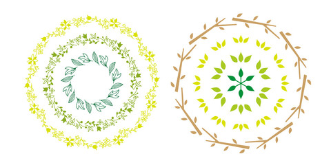 植物モチーフのフレーム&リボンセット