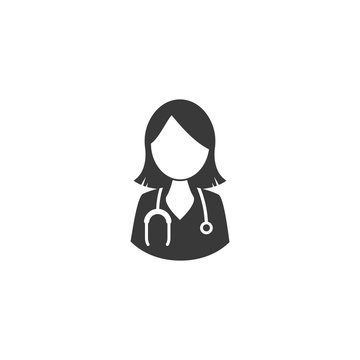 Female doctor icon female doctor with stethoscope around his neck. vector medical symbol