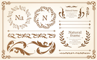 植物モチーフのフレーム&リボンセット