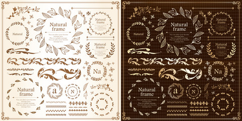 植物モチーフのフレーム&リボンセット