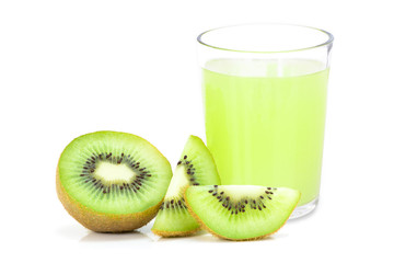 Fototapeta na wymiar Glass of kiwi juice isolated on white background.