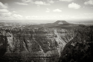 Black and White View of Grand Canyon