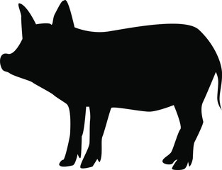 Black silhouettes on a white background, a pig.