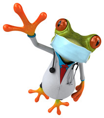 3D Illustration of a frog with a mask