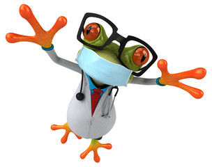 3D Illustration of a frog with a mask