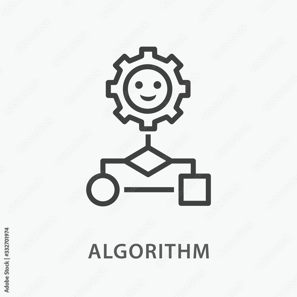Poster algorithm line icon on white background.