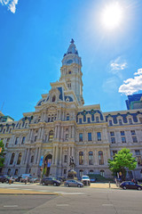 Fototapeta na wymiar Philadelphia City Hall with William Penn monument on the Tower