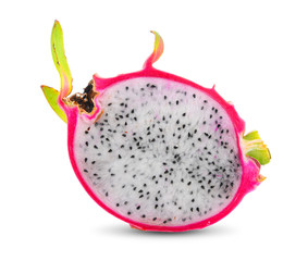 half dragonfruit on white background