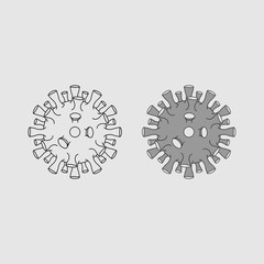 illustration graphic vector of corona virus (2019-nCov, Covid-19) . 2D and 3D MERS Corona Virus icon shape.Pandemic virus danger sign. Isolated on black background.