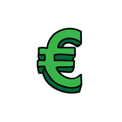 euro sign doodle icon, vector illustration