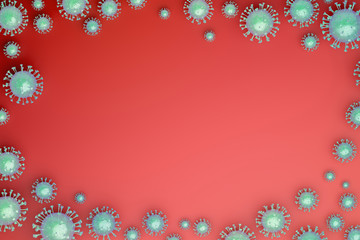 Red background with many viruses