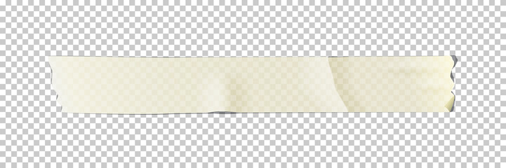 White adhesive or masking tape piece isolated on transparent background. Vector design element.