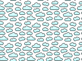 clouds pixel seamless pattern inspired by old video games, 1990, 1980