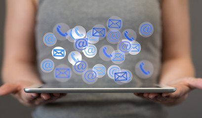 Hand with an email icon 3d