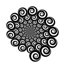 Abstract vector spiral shape on a white background. Isolated spiral, template for design, hypnotic effect. Eps 10