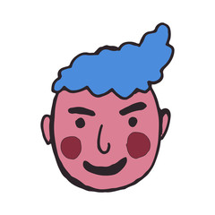 cartoon face vector people. Hand drawn line art colored illustration. Human emotions doodle set