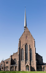Fototapeta na wymiar Gent, Belgium - March 22, 2020: Church of the Saint Elisabeth beguinage. Unesco World Heritage