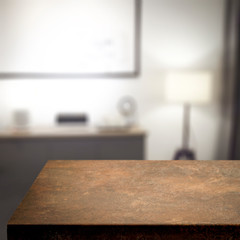 Desk of free space and home interior. 