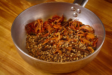 mixed spices in roasted pan