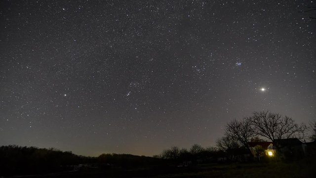 night sky time lapse with Orion Venus and zodiacal light 